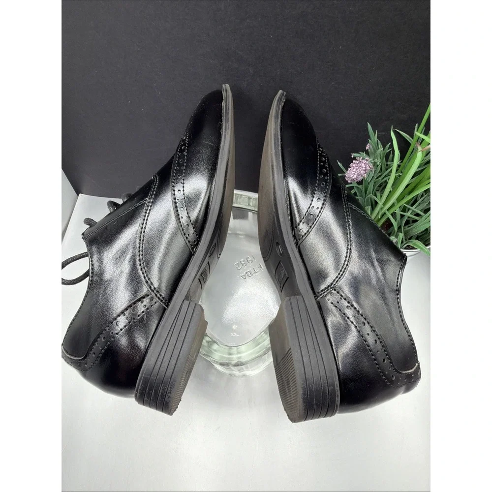 Jodano Oxford Shoes Boys US 7 Black Leather Memory Foam Formal Round Toe Lace Up